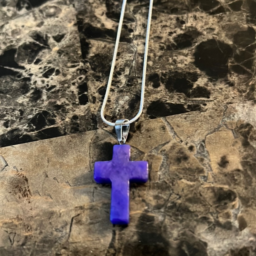Stone Cross Pendant Necklace